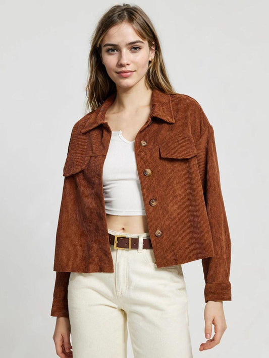 Button Up Long Sleeve Jacket - Clothes For Her Online Store