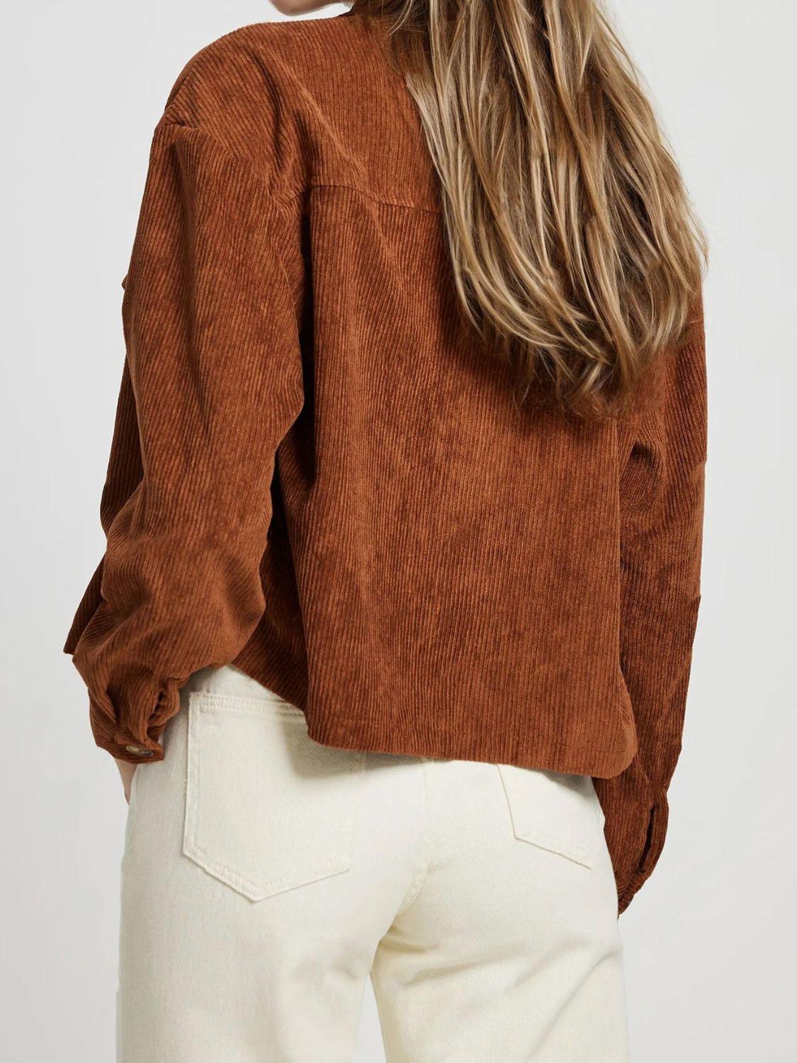 Button Up Long Sleeve Jacket - Clothes For Her Online Store