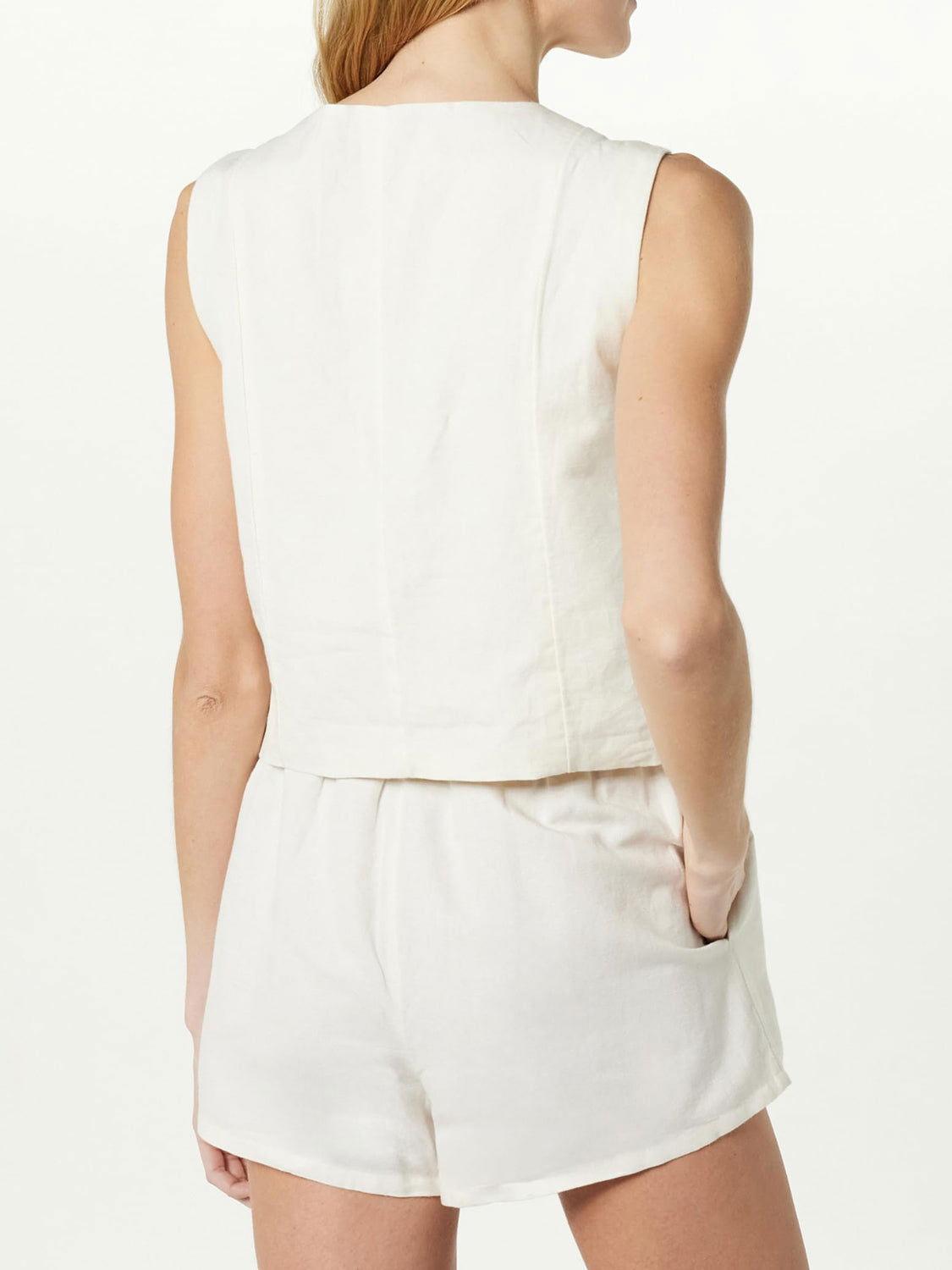 Button Up V-Neck Top and Pocketed Shorts Set - Clothes For Her Online Store