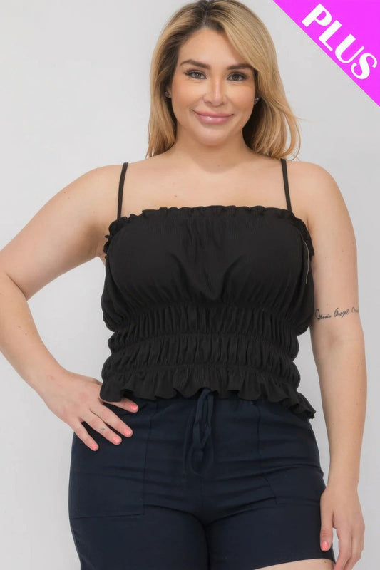 Plus Size Tiered Shirred Body Crop Top - Clothes For Her Online Store