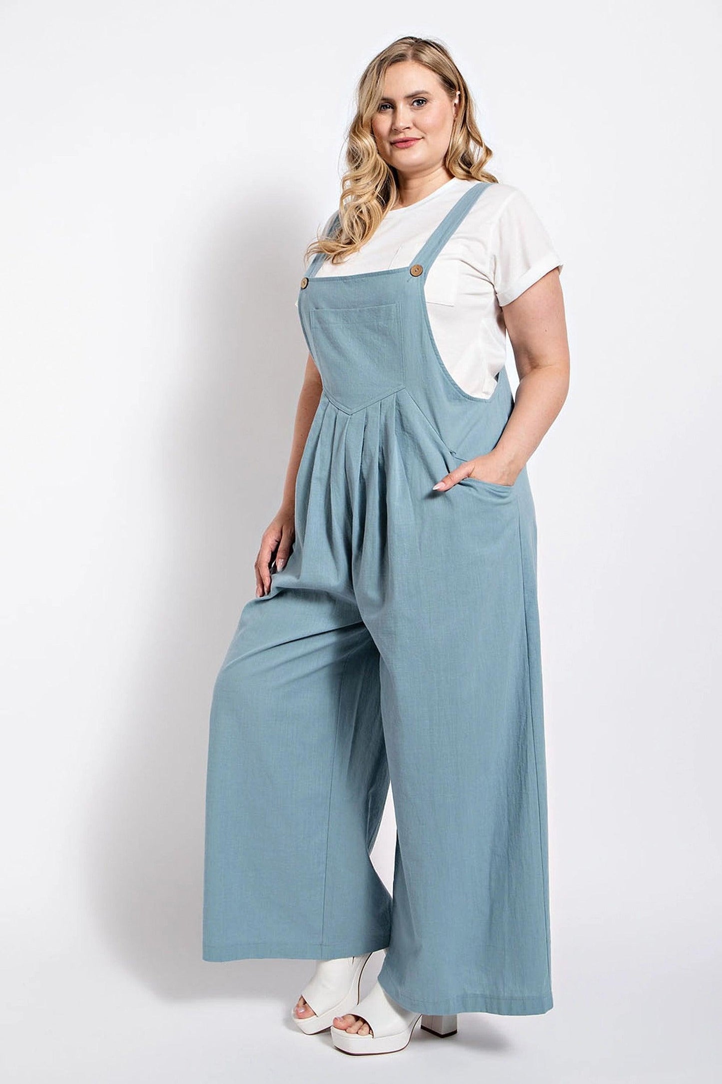Pintuck detail overall with side pockets - Clothes For Her Online Store