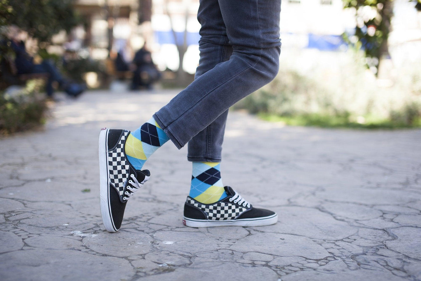 Men's Yellow Sky Argyle Socks