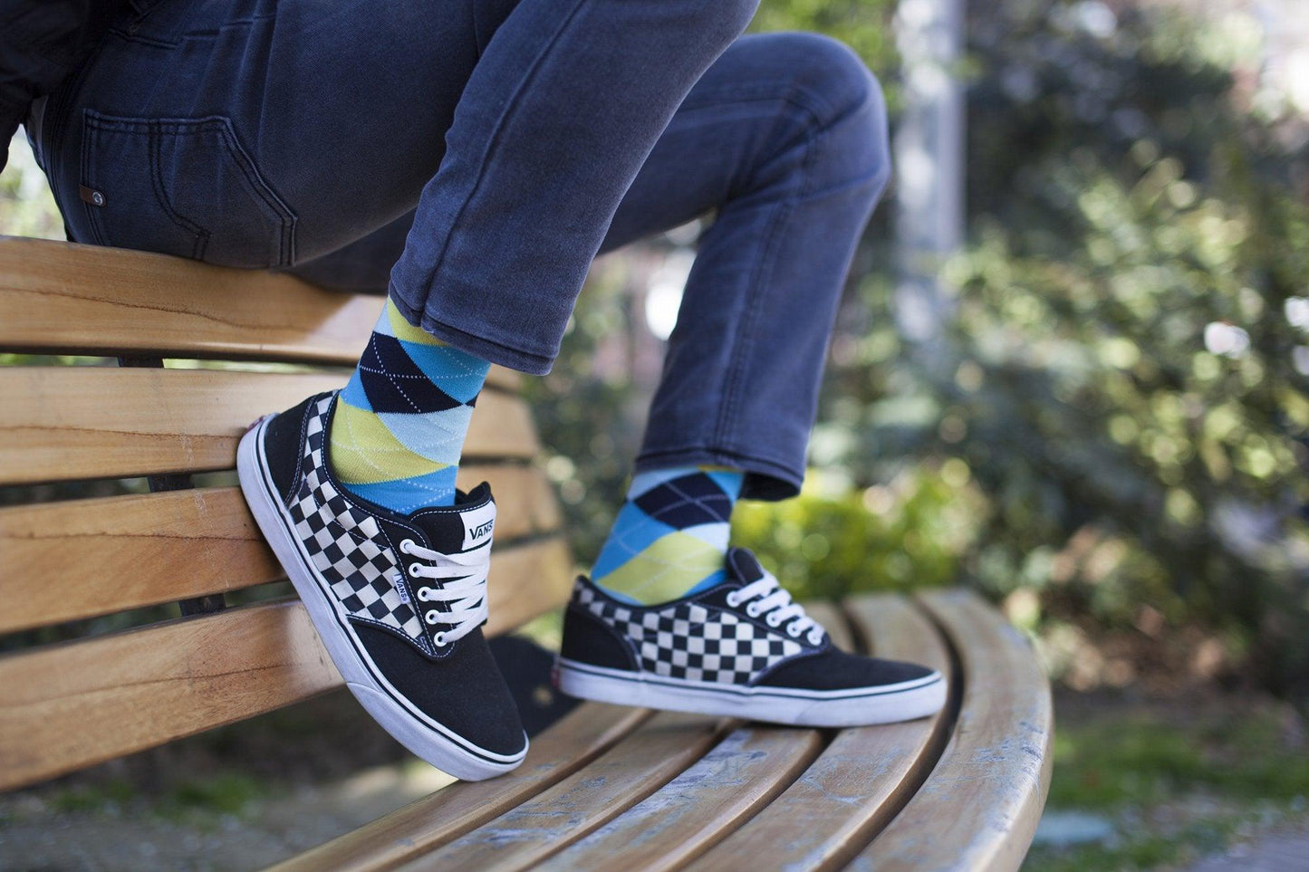 Men's Yellow Sky Argyle Socks