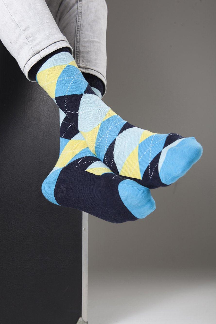 Men's Yellow Sky Argyle Socks