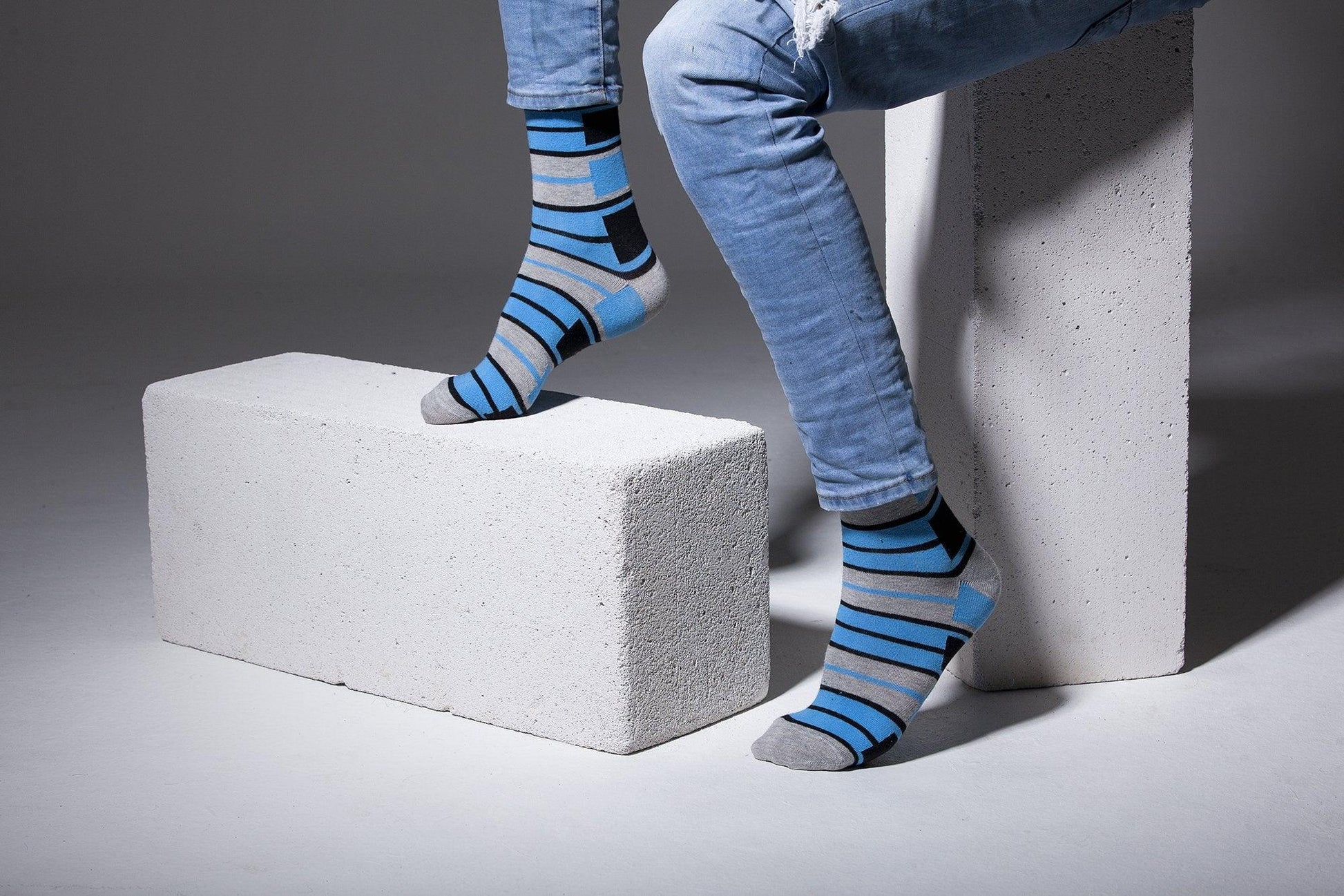 Men's Blue Patterned Socks