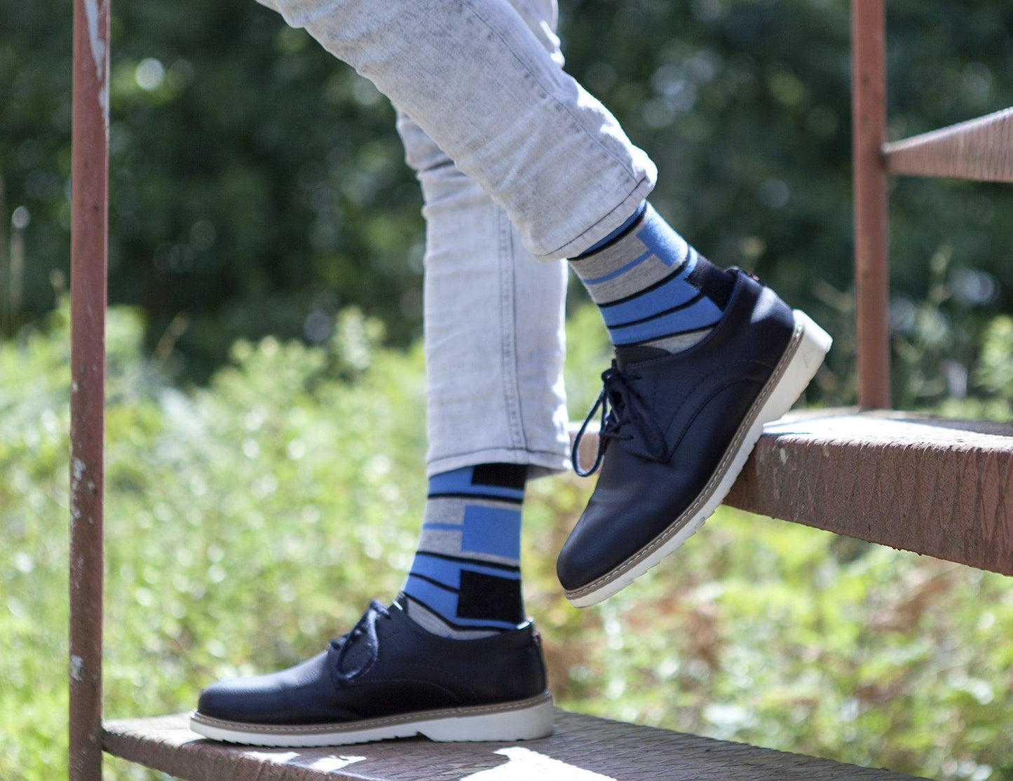 Men's Blue Patterned Socks