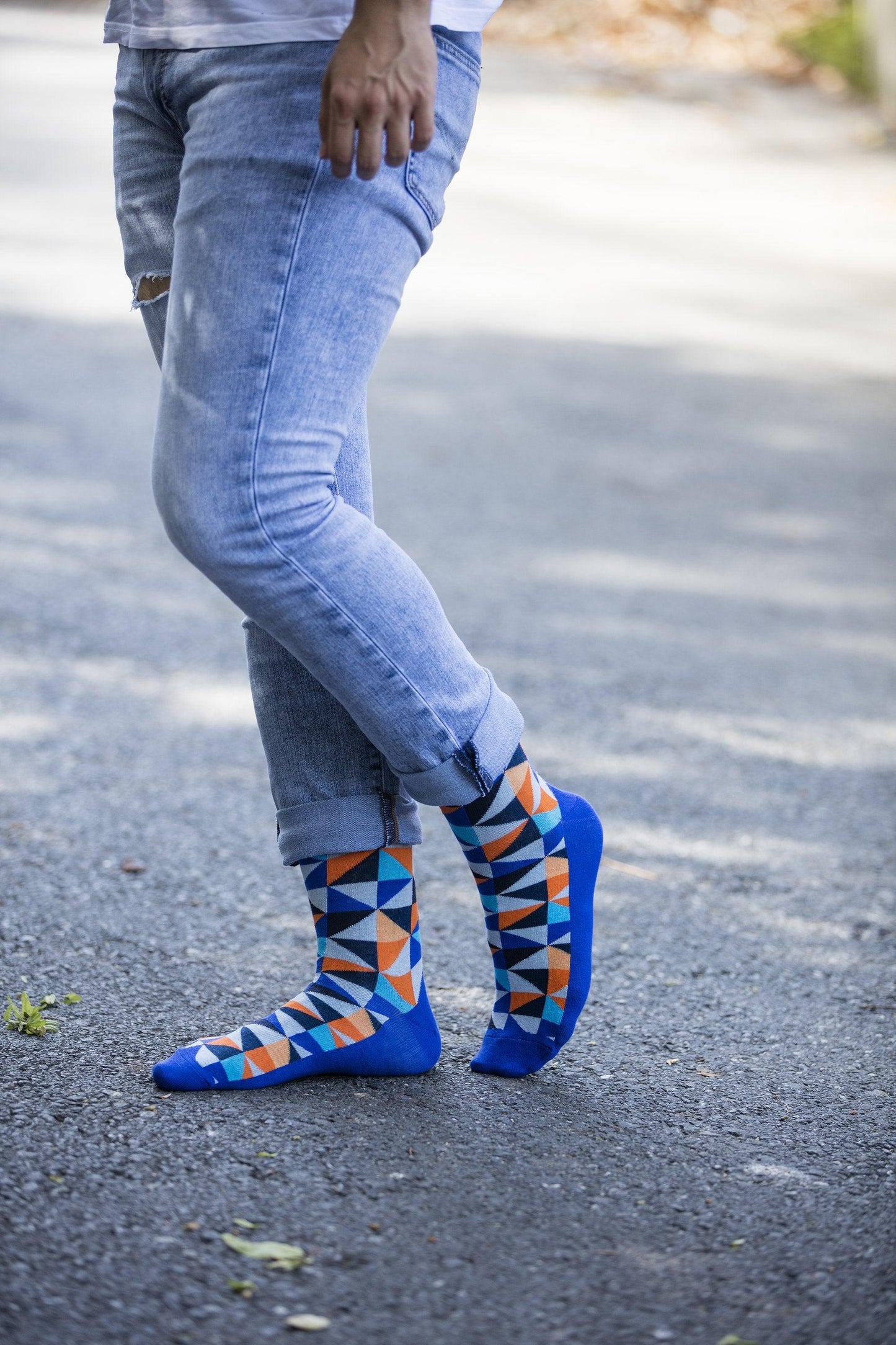 Men's Blue Triangle Socks