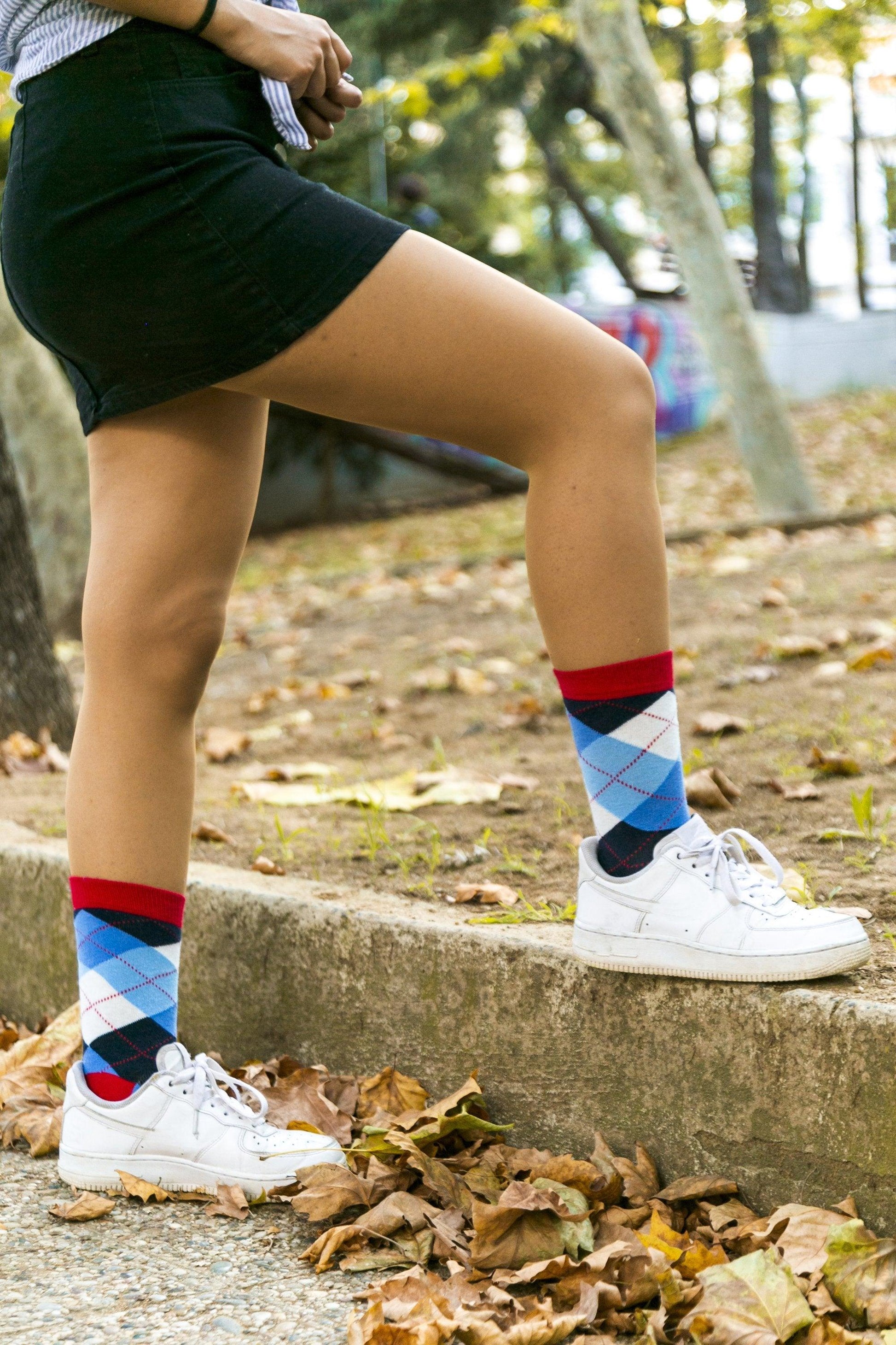 Women's Cerulean Red Argyle Socks