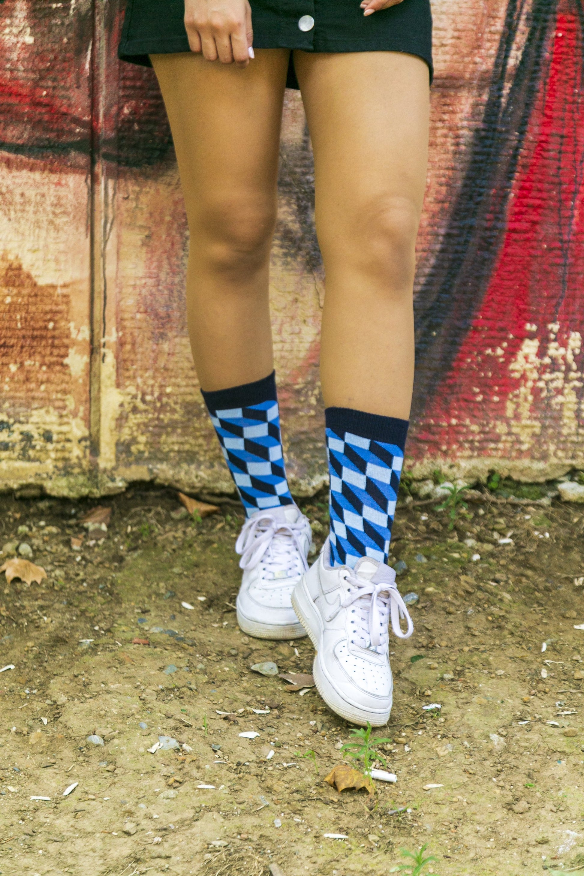 Women's Navy Block Socks