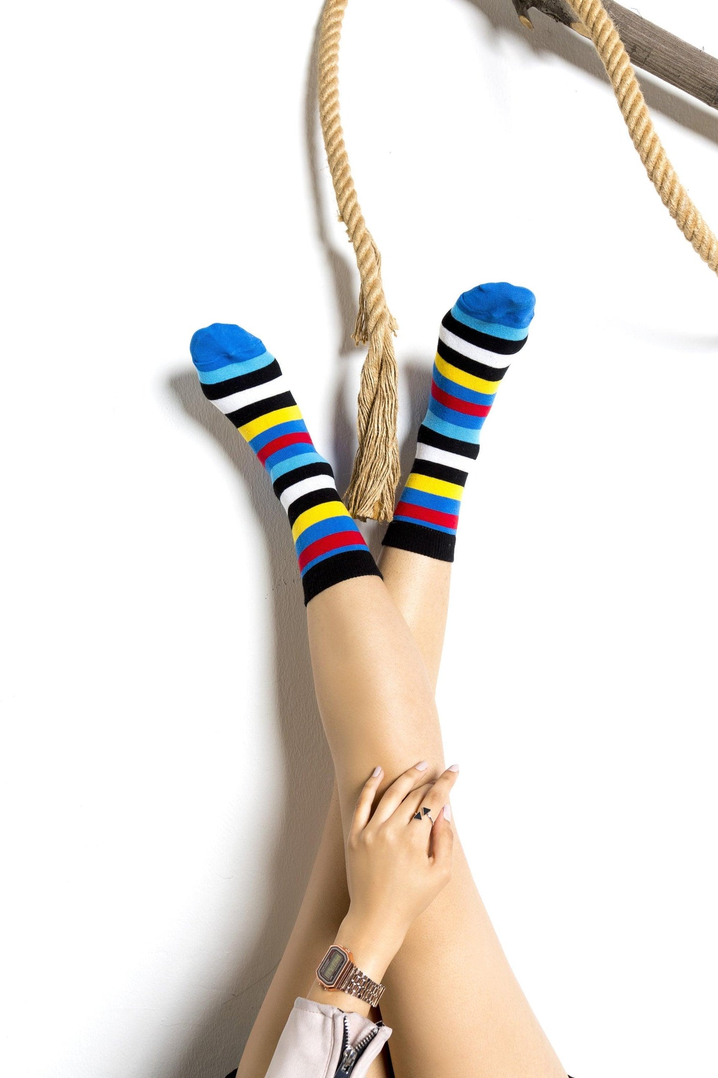 Women's Blue Rainbow Stripe Socks