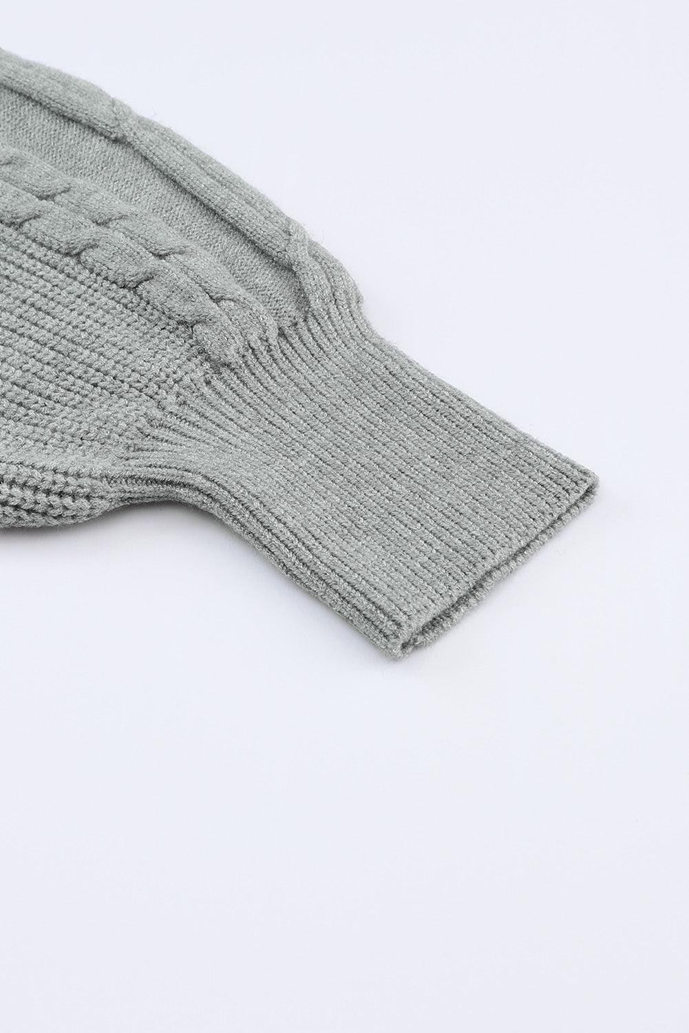 Cable-Knit Surplice Lantern Sleeve Sweater Dress - Clothes For Her Online Store