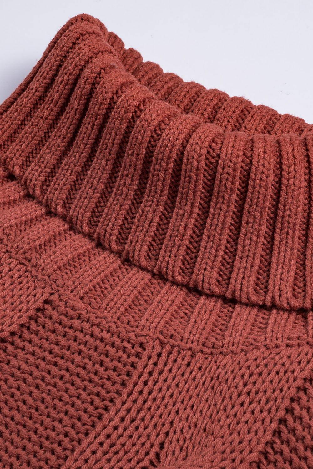 Cable-Knit Turtleneck Dropped Shoulder Sweater - Clothes For Her Online Store