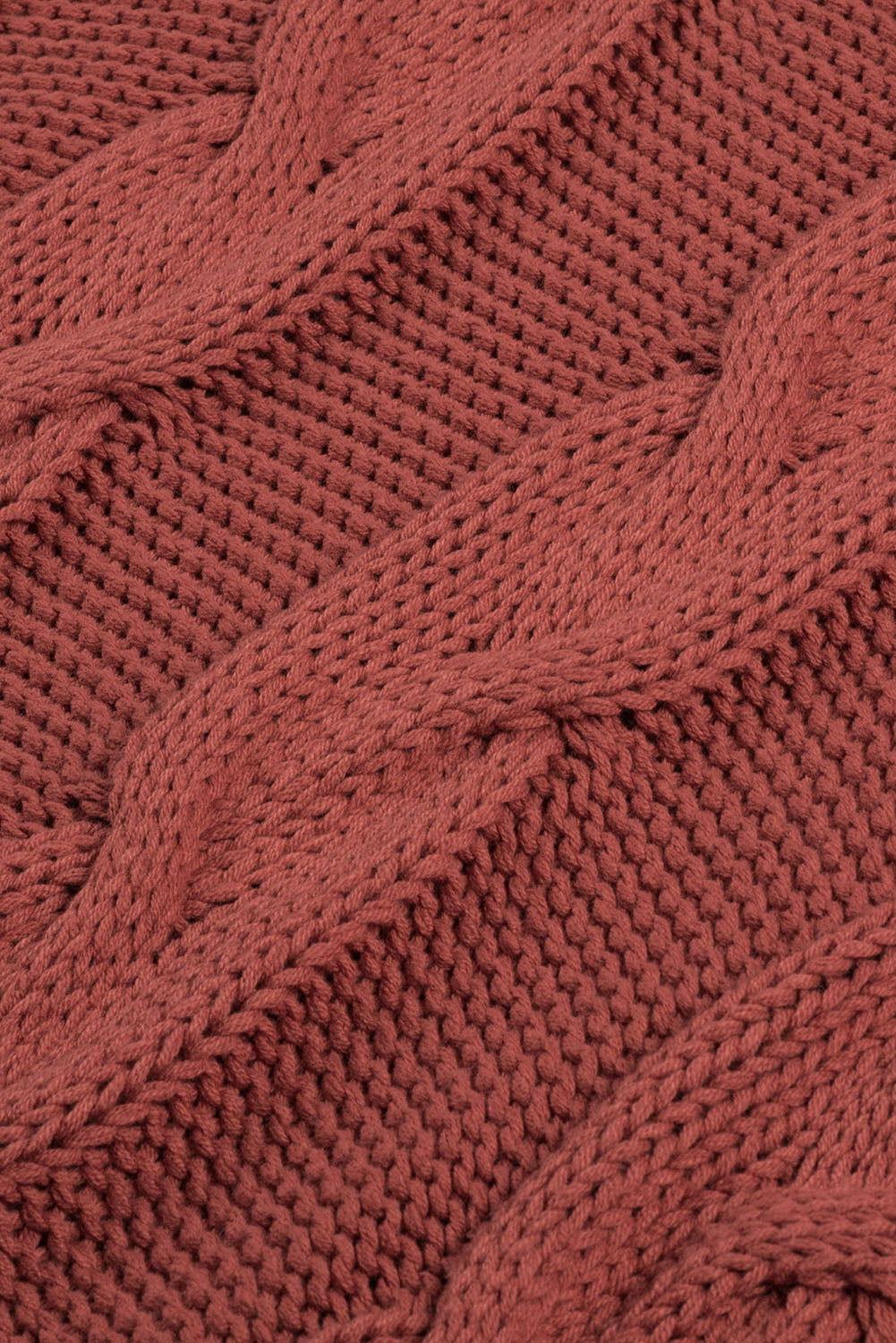 Cable-Knit Turtleneck Dropped Shoulder Sweater - Clothes For Her Online Store