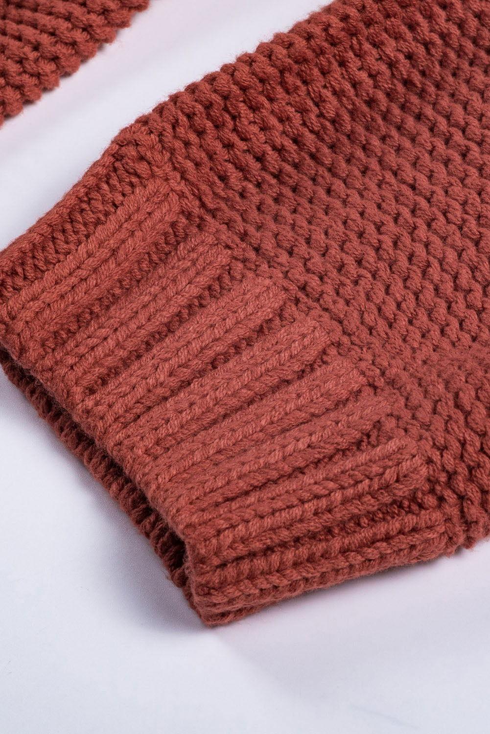 Cable-Knit Turtleneck Dropped Shoulder Sweater - Clothes For Her Online Store