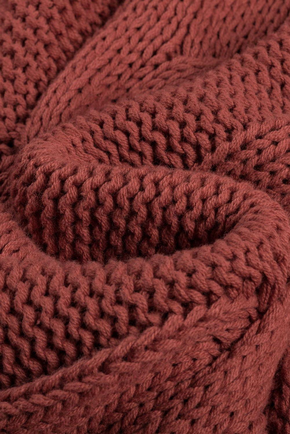 Cable-Knit Turtleneck Dropped Shoulder Sweater - Clothes For Her Online Store