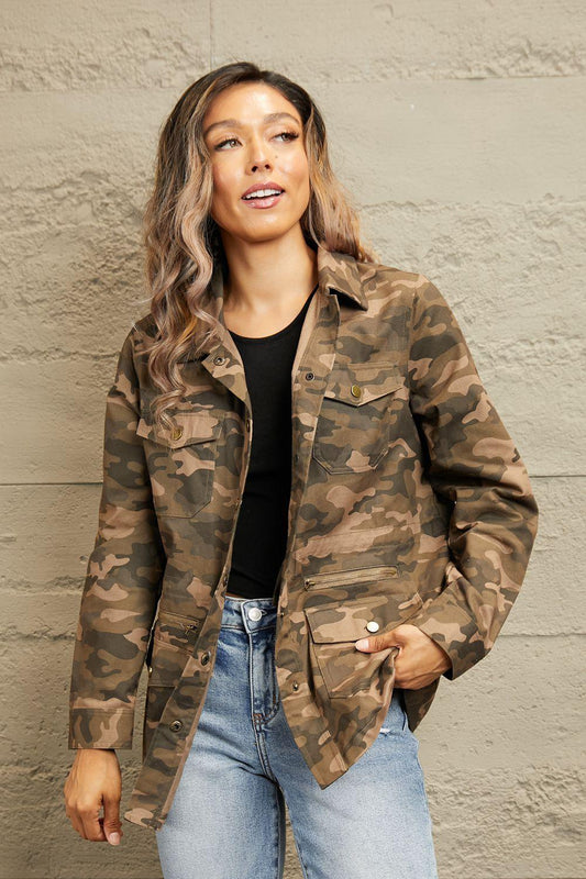 Camouflage Snap Down Jacket - Clothes For Her Online Store