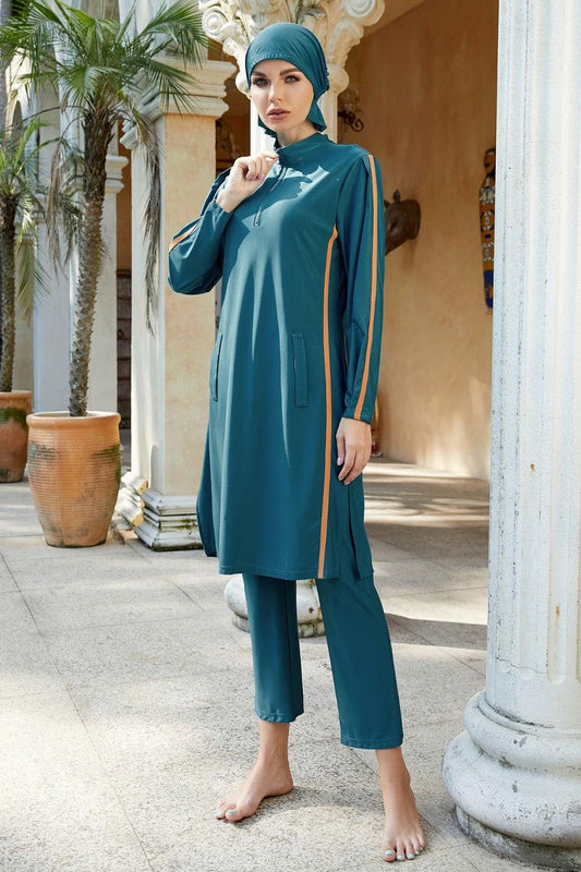 Cap, Quarter Zip Top and Pants Swim Set - Clothes For Her Online Store
