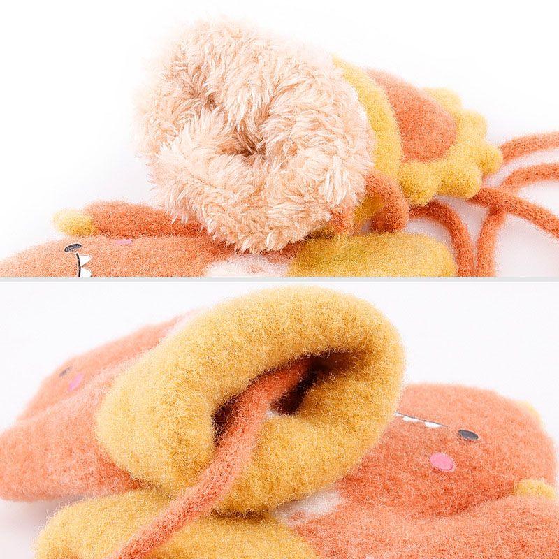 Cartoon Dinosaur Baby Gloves Warm Autumn Winter Kids Girl Boy Full Finger Gloves Knitted Thick Outdoor Children Toddler Mittens - Clothes For Her Online Store