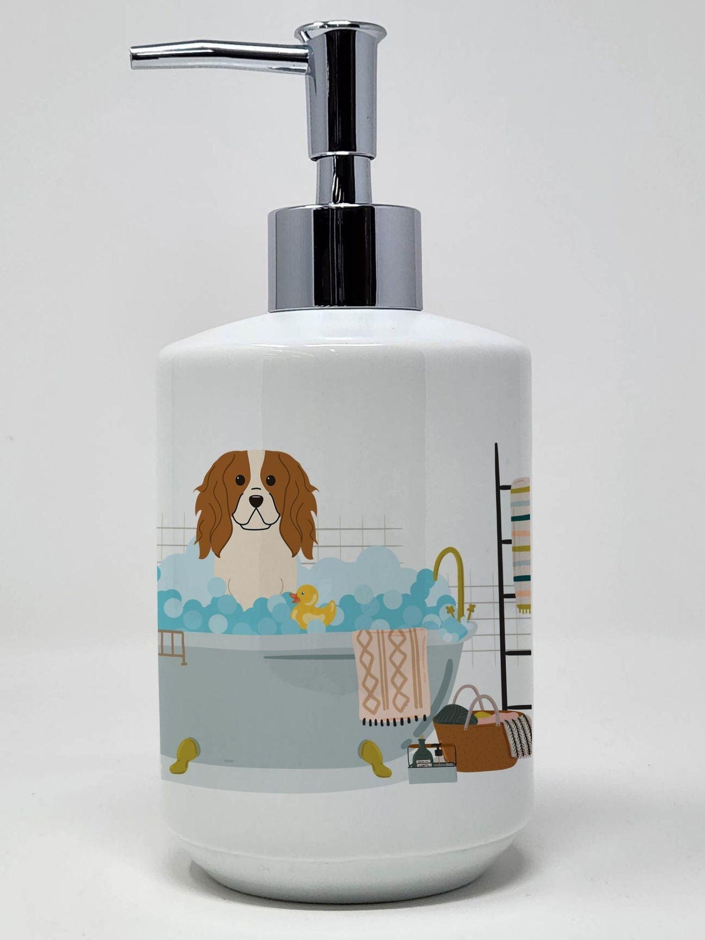 Cavalier Spaniel in Bathtub Ceramic Soap Dispenser Hand Soap Dispenser Pump Bottles for Bathroom Kitchen, Empty Refillable Liquid Soap Container - Clothes For Her Online Store