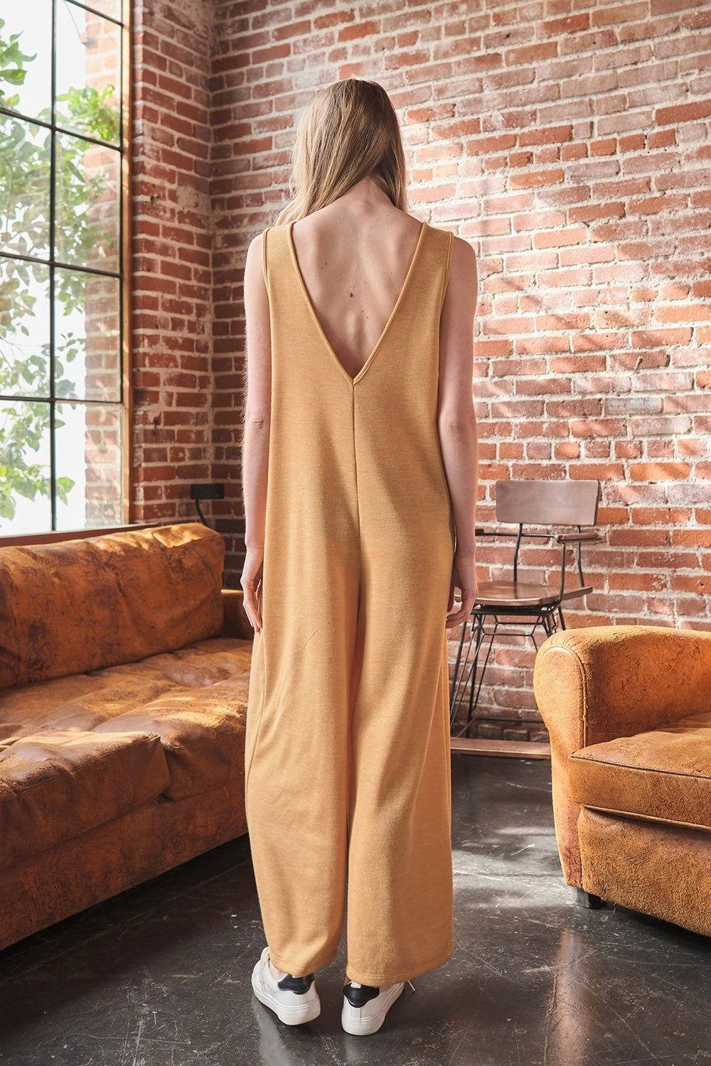 Ces Femme V-Neck Sleeveless Wide Leg Jumpsuit - Clothes For Her Online Store