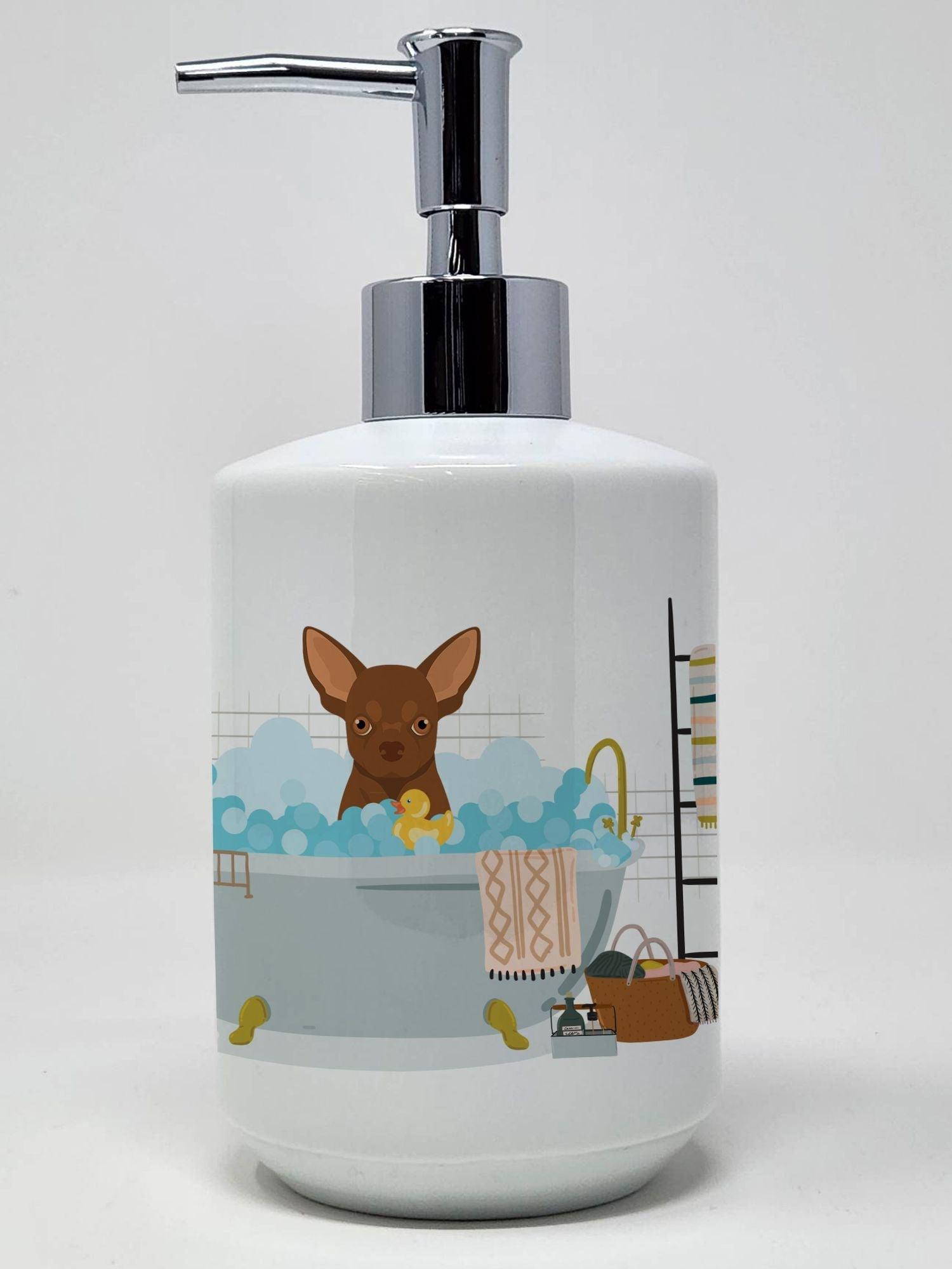 Chocolate Chihuahua Ceramic Soap Dispenser Hand Soap Dispenser Pump Bottles for Bathroom Kitchen, Empty Refillable Liquid Soap Container - Clothes For Her Online Store