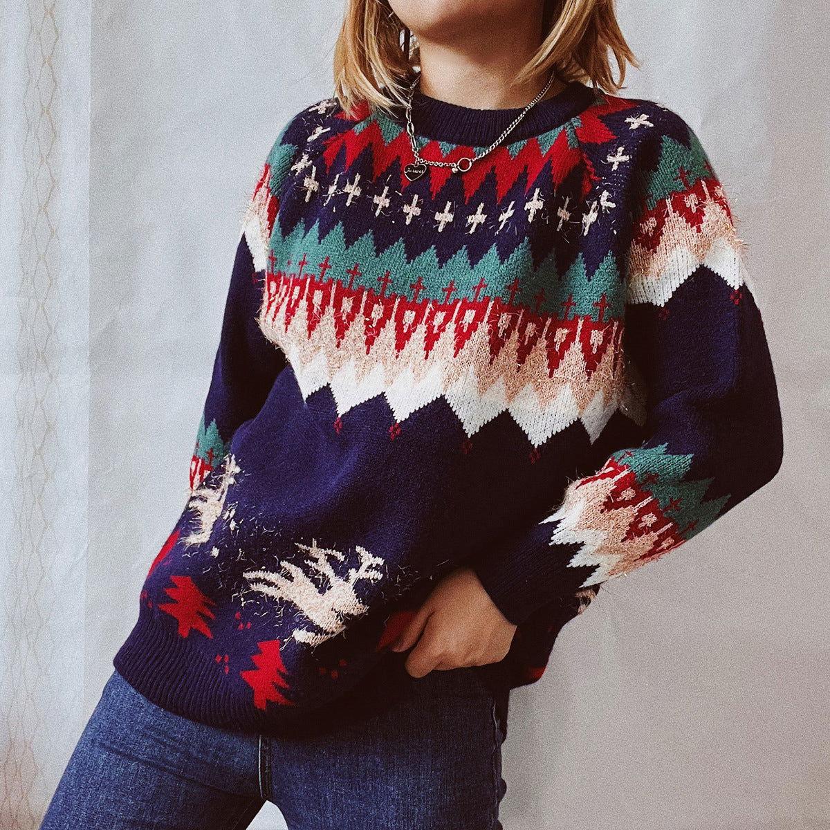 Christmas Element Long Sleeve Sweater - Clothes For Her Online Store
