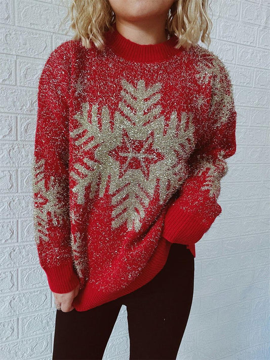 Christmas Element Round Neck Sweater - Clothes For Her Online Store
