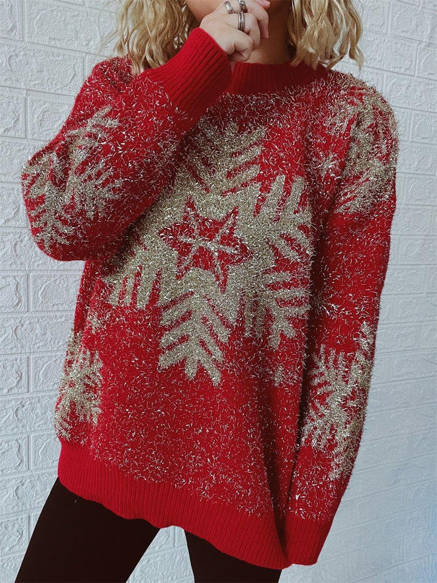 Christmas Element Round Neck Sweater - Clothes For Her Online Store