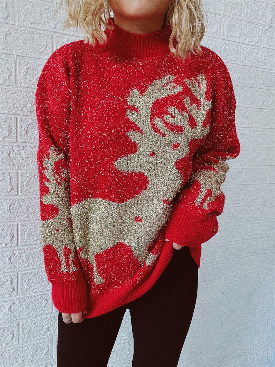 Christmas Element Round Neck Sweater - Clothes For Her Online Store