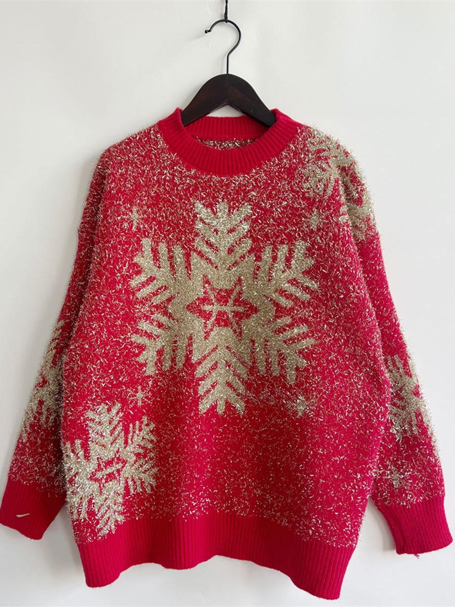 Christmas Element Round Neck Sweater - Clothes For Her Online Store