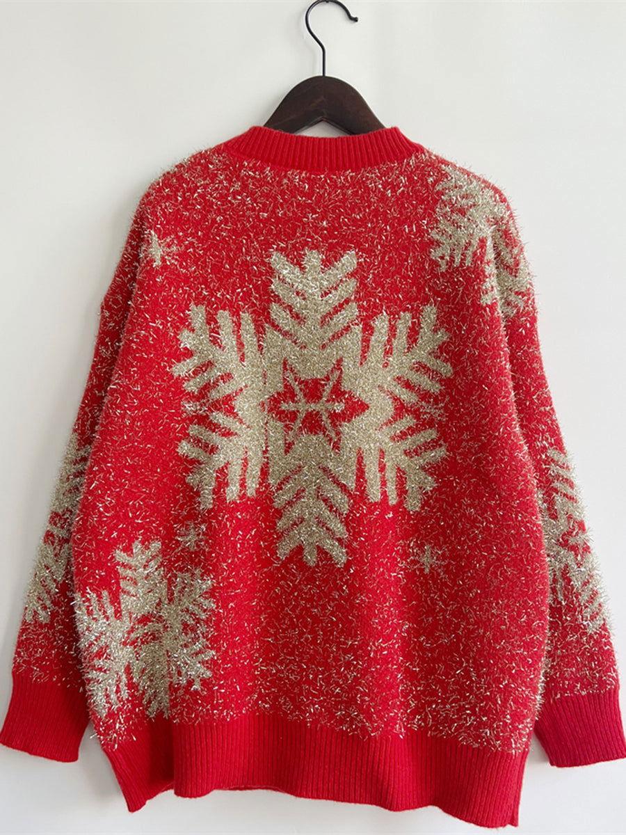 Christmas Element Round Neck Sweater - Clothes For Her Online Store