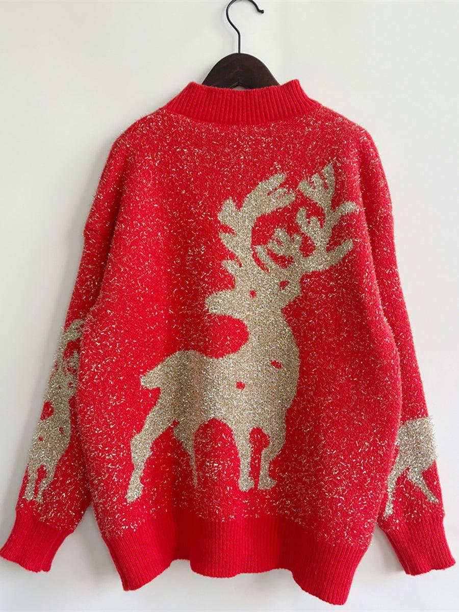 Christmas Element Round Neck Sweater - Clothes For Her Online Store