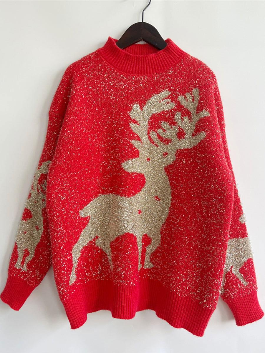 Christmas Element Round Neck Sweater - Clothes For Her Online Store