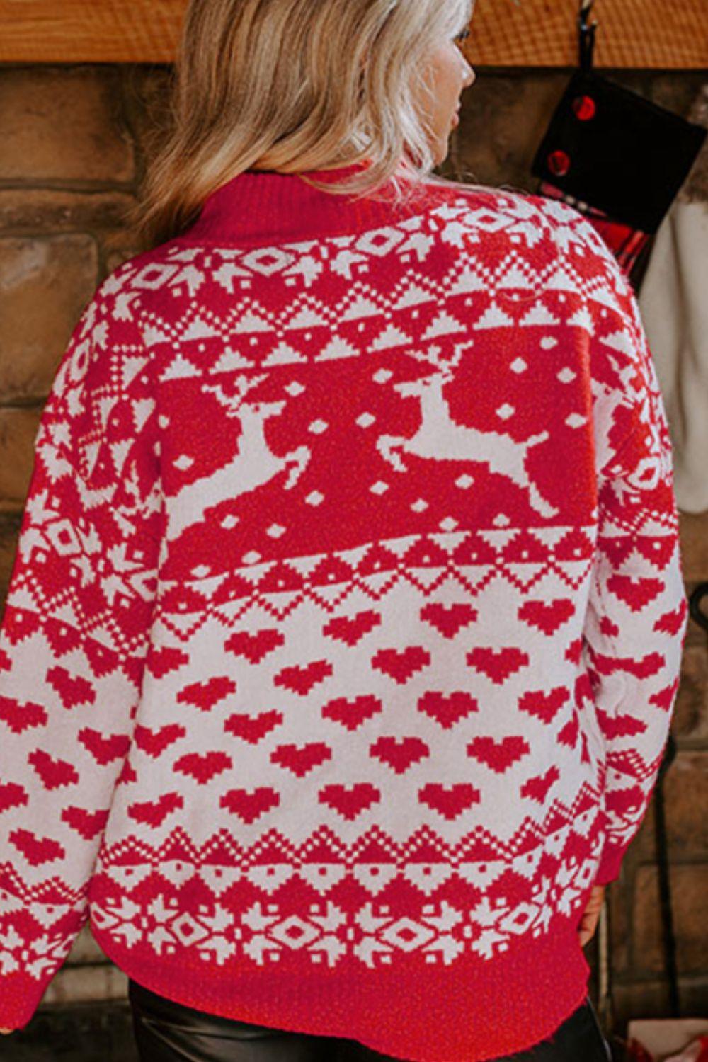 Christmas Element Turtleneck Long Sleeve Sweater - Clothes For Her Online Store