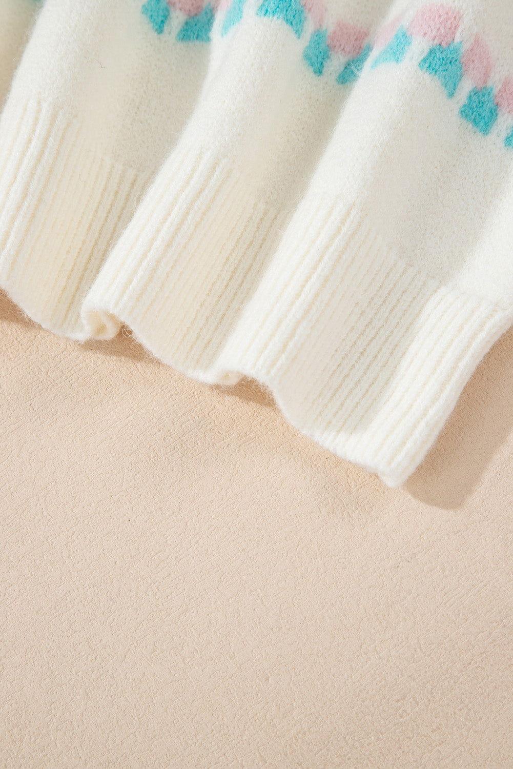 Christmas Tree Ribbed Hem Dropped Shoulder Sweater - Clothes For Her Online Store