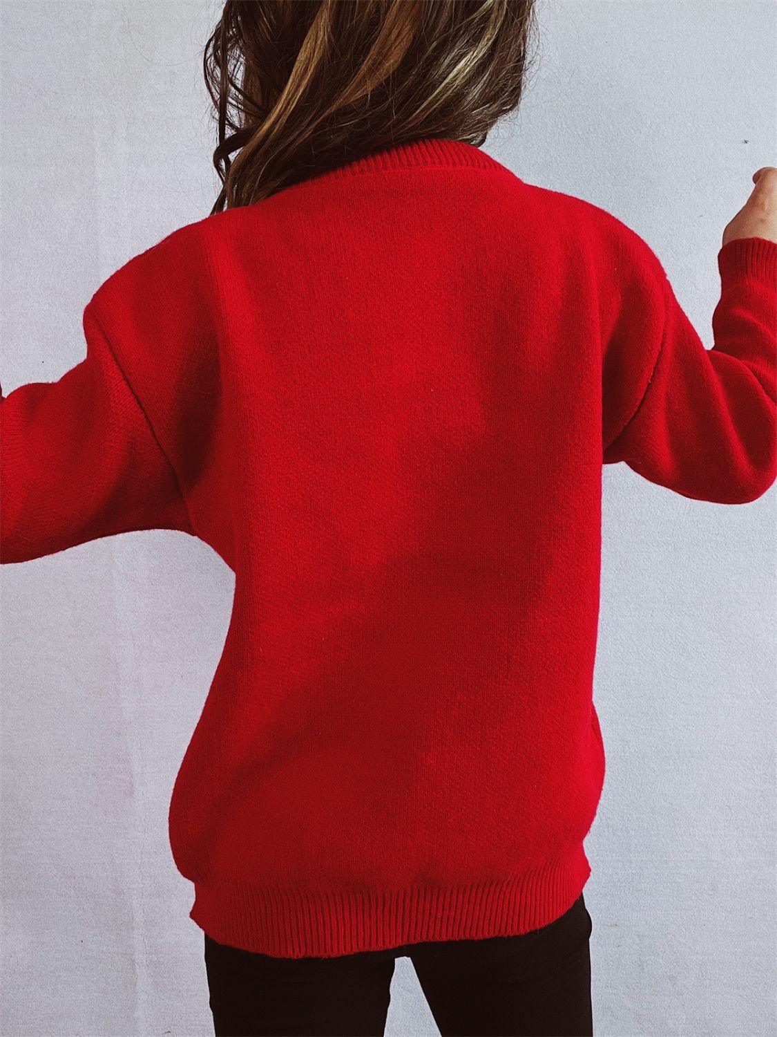 Christmas Tree Round Neck Long Sleeve Sweater - Clothes For Her Online Store