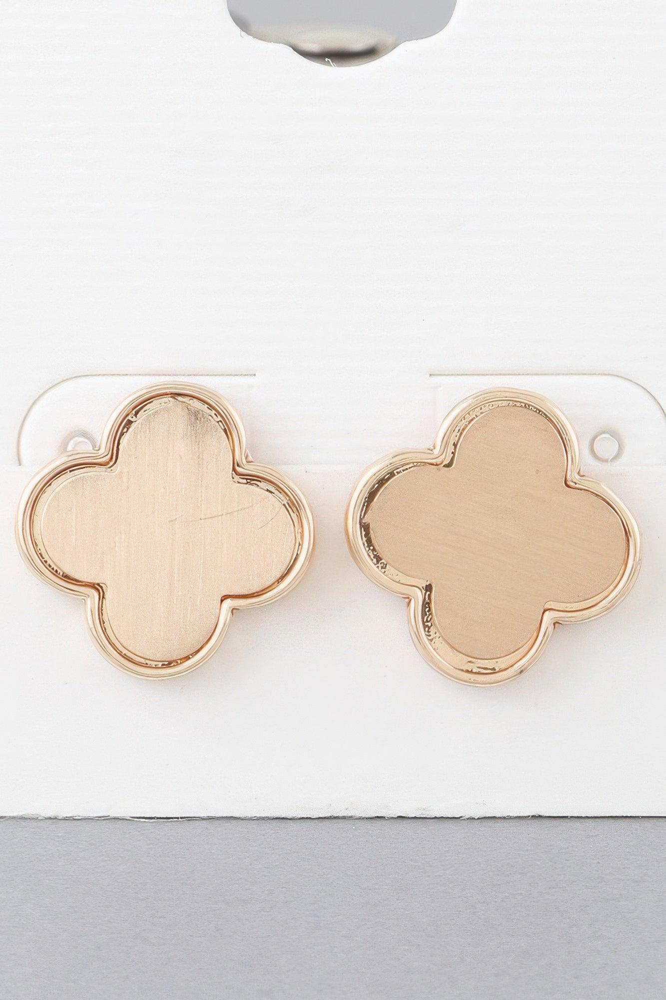 Classic Gold Clover Stud Earrings - Clothes For Her Online Store