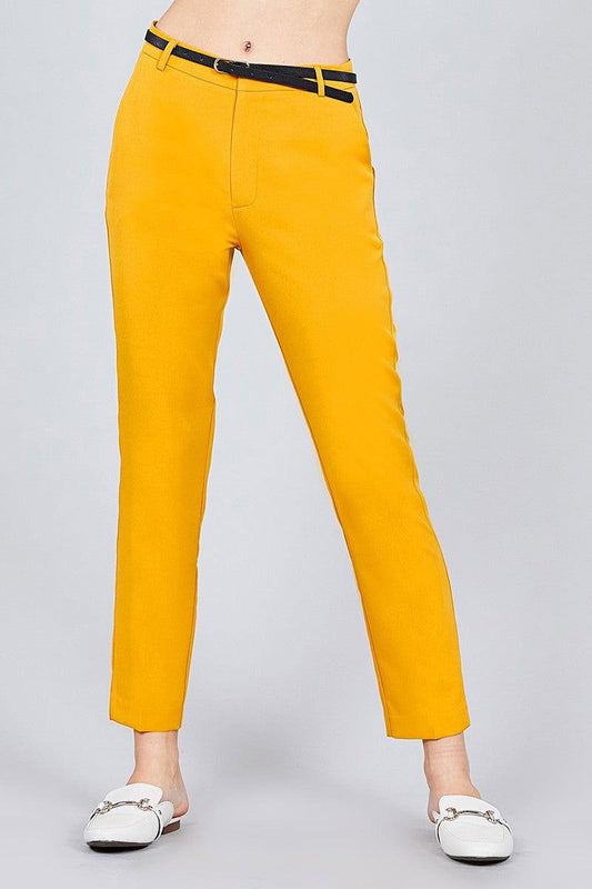 Classic Woven Pants W/belt - Clothes For Her Online Store