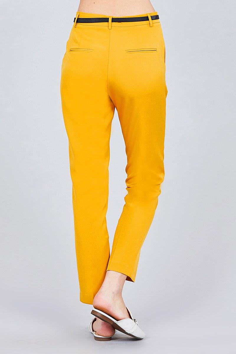 Classic Woven Pants W/belt - Clothes For Her Online Store