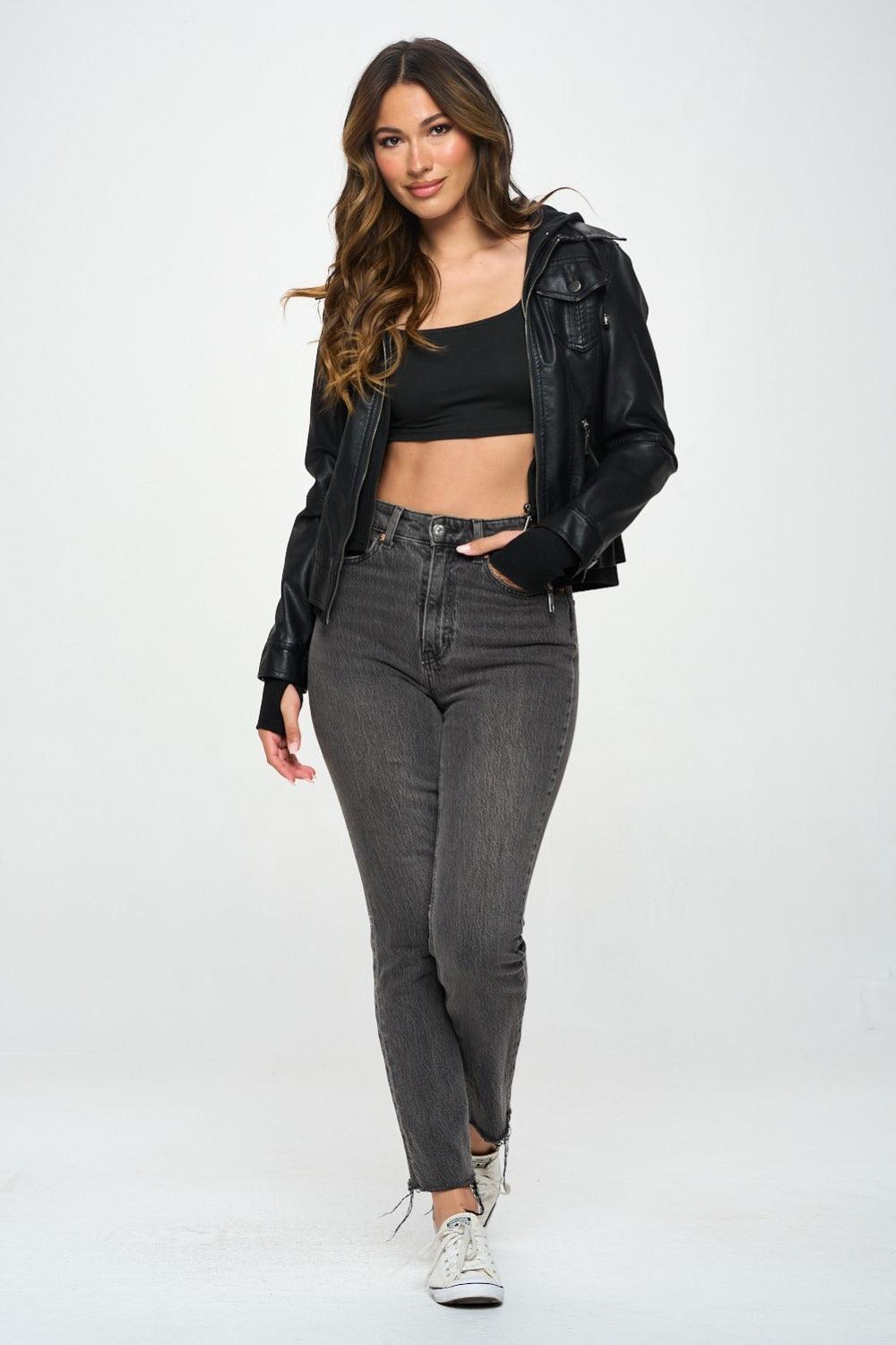 Coalition LA Double Zip Hooded Long Sleeve Jacket - Clothes For Her Online Store