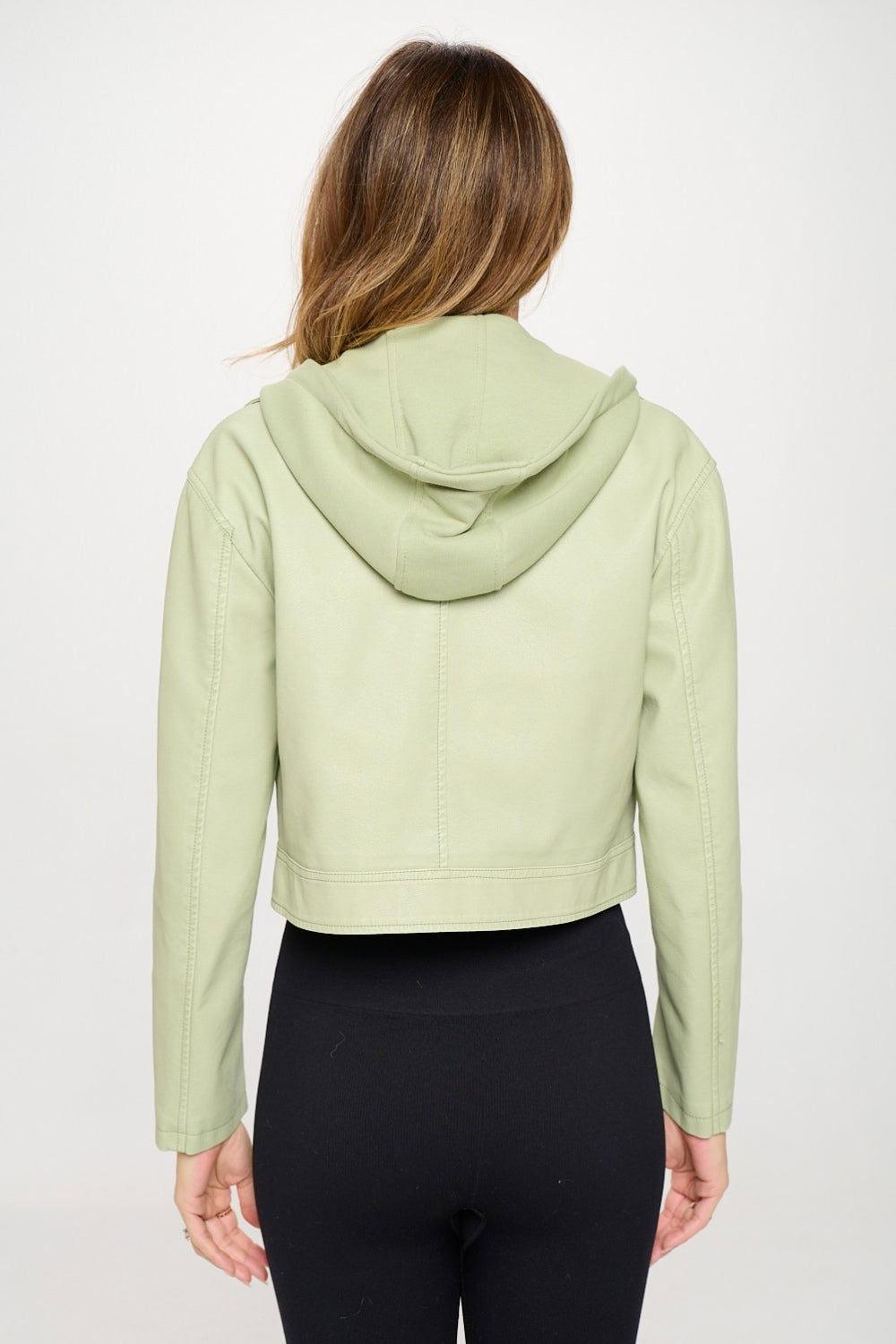 Coalition LA Snap Down Cropped Hooded Jacket - Clothes For Her Online Store