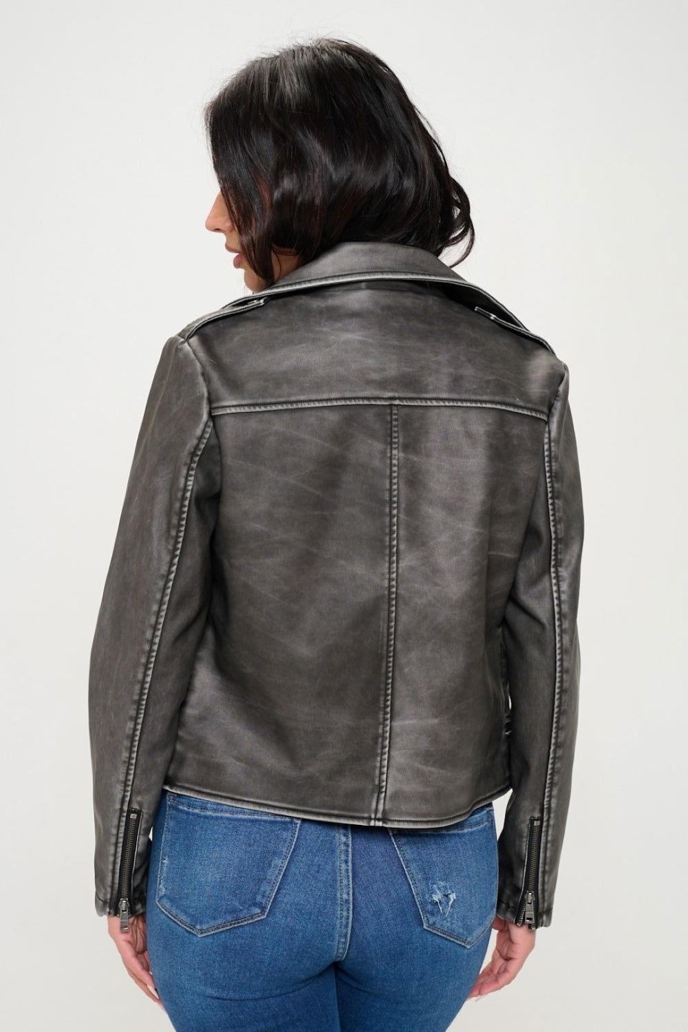 Coalition LA Zip Up Biker Jacket with Belt - Clothes For Her Online Store