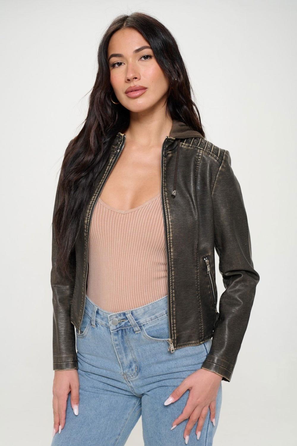 Coalition LA Zip Up Hooded Jacket - Clothes For Her Online Store