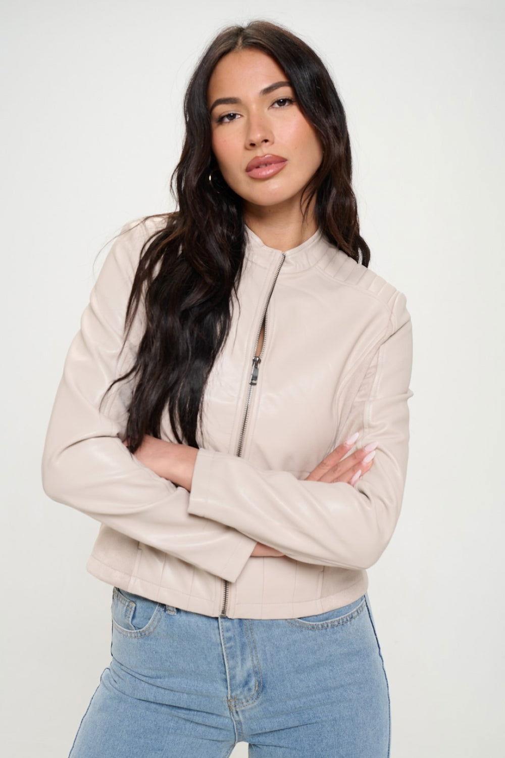Coalition LA Zip Up Vegan Moto Jacket - Clothes For Her Online Store