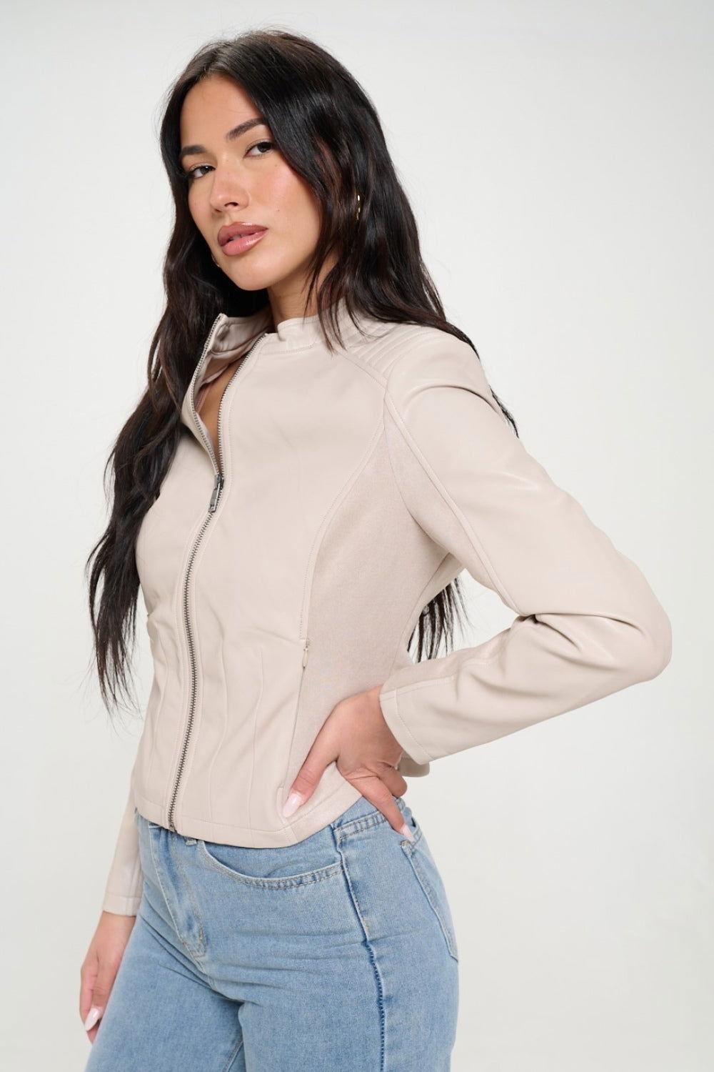 Coalition LA Zip Up Vegan Moto Jacket - Clothes For Her Online Store