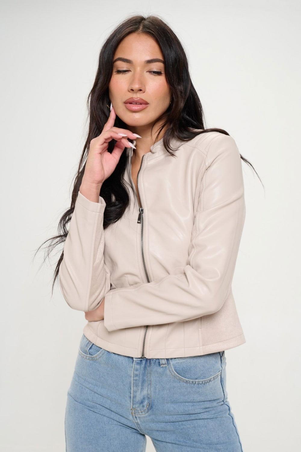 Coalition LA Zip Up Vegan Moto Jacket - Clothes For Her Online Store