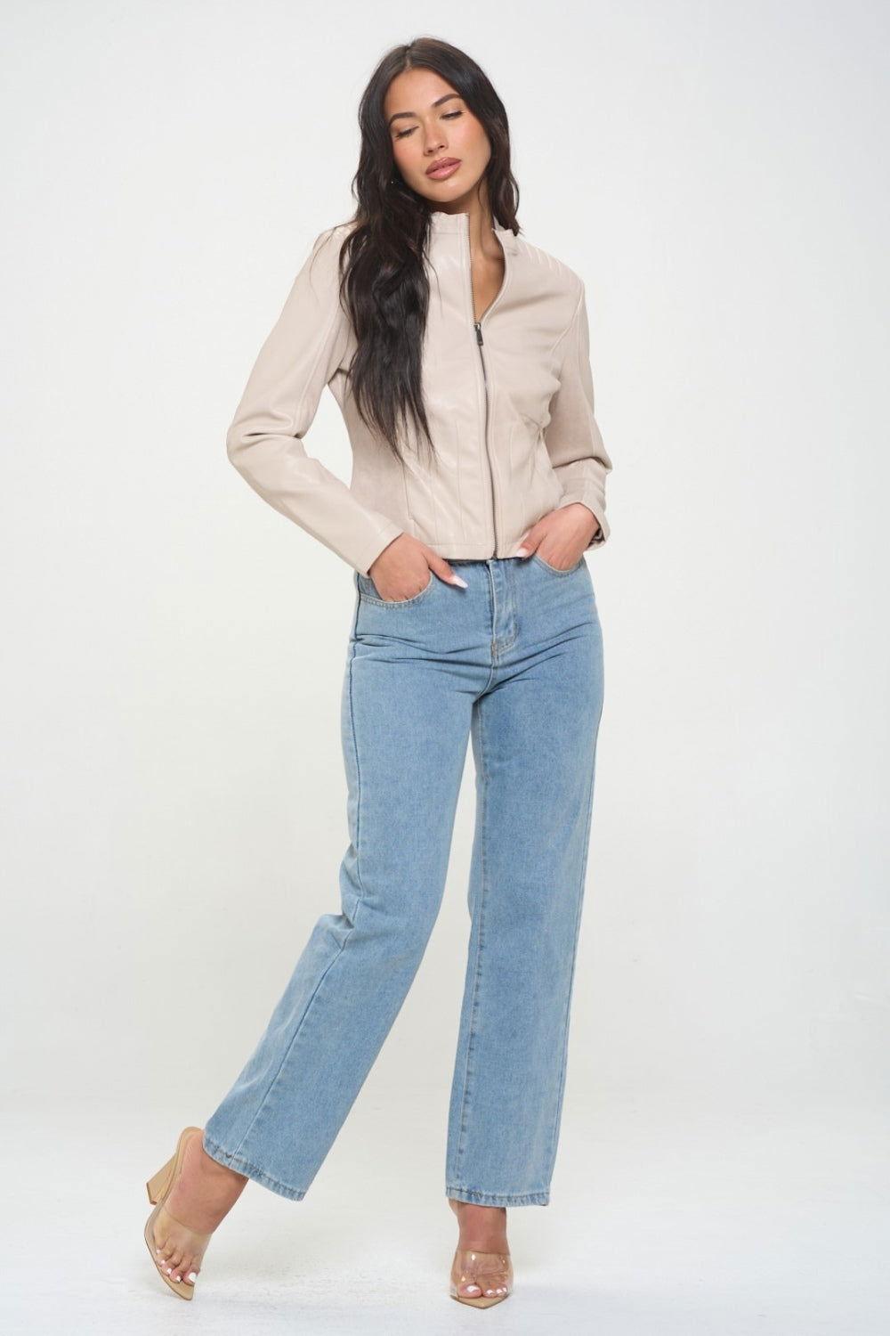 Coalition LA Zip Up Vegan Moto Jacket - Clothes For Her Online Store