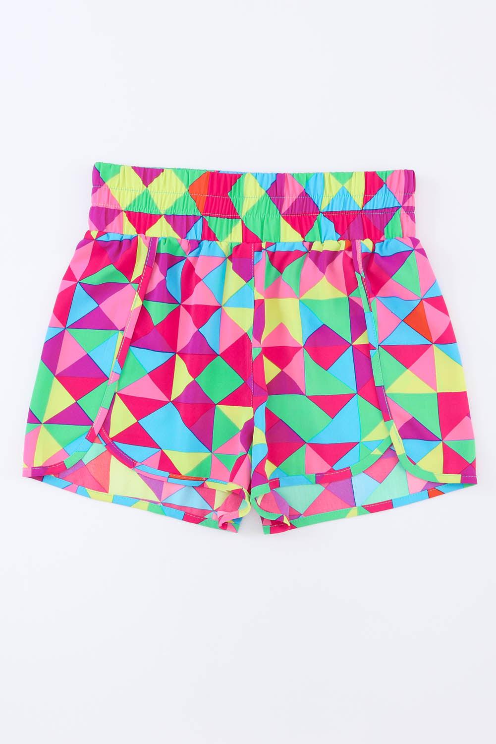 Color Block Elastic Waist Shorts - Clothes For Her Online Store