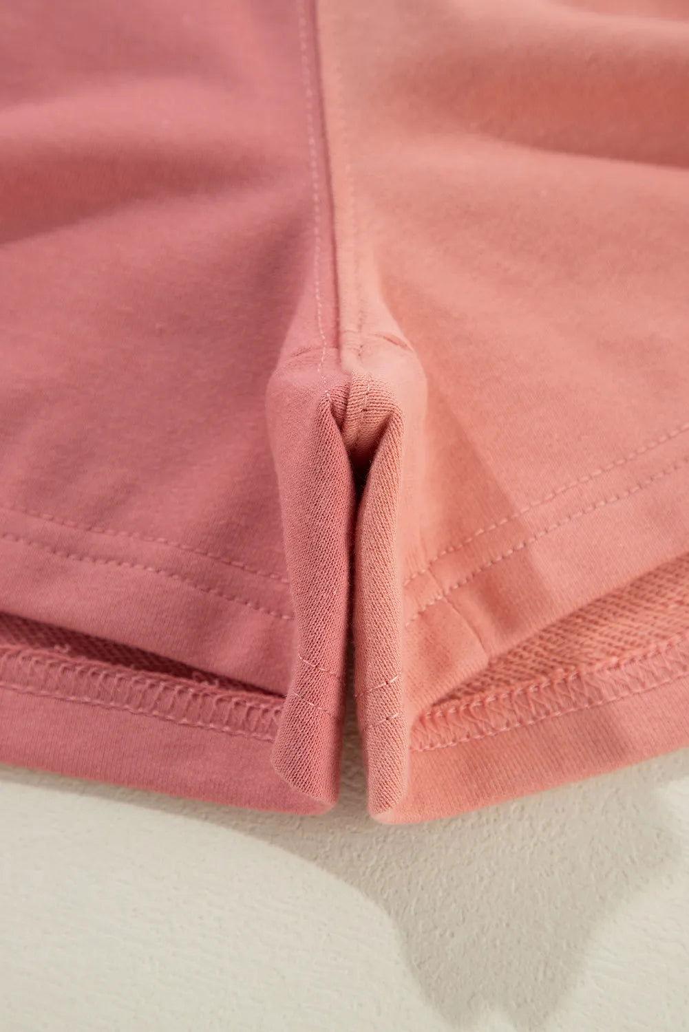 Color Block Round Neck Top and Shorts Set - Clothes For Her Online Store