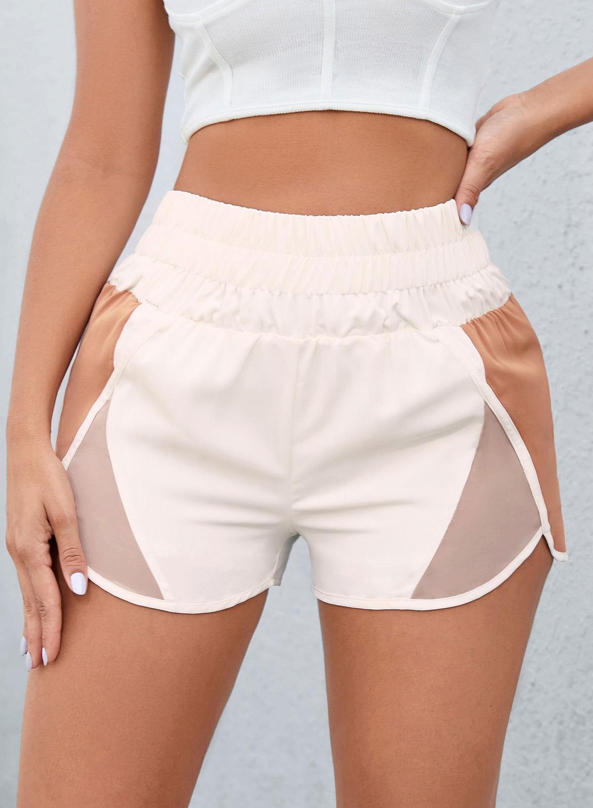 Color Block Wide Waistband Shorts - Clothes For Her Online Store